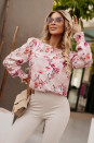 Ženska bluza s printom i gumicom na rukavu K62041