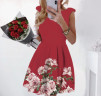 Ženska haljina sa cvijećem 2699 crvena