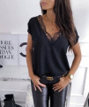 Ženska bluza s čipkom na dekolteu 3381 crna