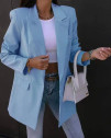 Ženski elegantni sako s podstavom 6320 svijetlo plavi