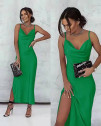 Ženska satenska haljina 6407 zelena