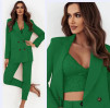 Ženski komplet iz tri dijela top sako i hlače A0823 zeleni