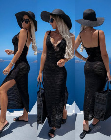 Ženska mrežasta haljina za plažu 2139 crna
