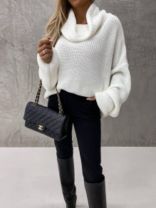 Ženski džemper s polo ovratnikom 83106 bijeli