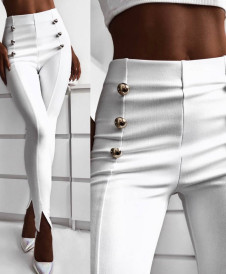 Ženske hlače s prorezima 5517 bijele