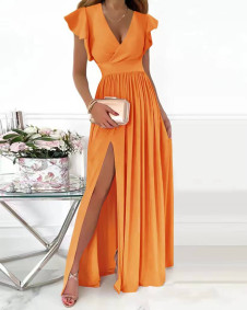 Ženska duga haljina s prorezom 6529 narančasta 