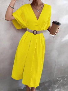 Ženska haljina s duljinom ispod koljena 6506 žuta