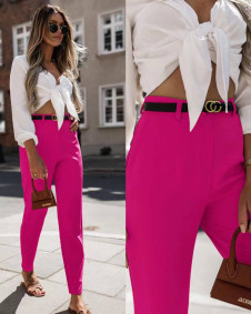 Ženske hlače s remenom 5887 pink
