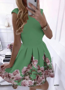 Ženska haljina s cvijećem 2699 zelena