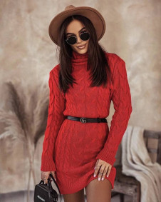 Ženska pletena haljina 001167 crvena