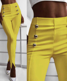 Ženske hlače s prorezima 5517 žute