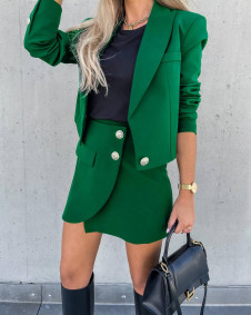Ženski komplet sako i suknja 6071 zeleni