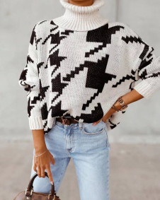 Ženski džemper s efektnim uzorkom 001058 bijeli