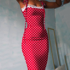 Ženska haljina s točkicama i čipkom 21436 