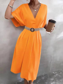 Ženska haljina s duljinom ispod koljena 6506 narančasta