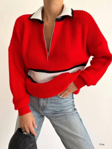 Ženski džemper s zipom i ovratnikom E0148 ​
