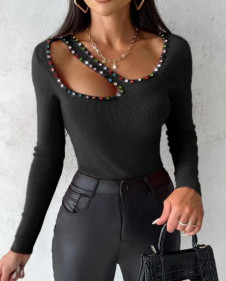 Ženska efektna bluza s kristalima J68002 