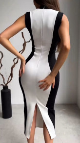 Ženska elegantna haljina crno - bijela K22504