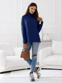 Ženski džemper s polo ovratnikom i džepovima 98019
