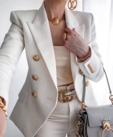 Ženski elegantni sako s podstavom 3909 bijeli