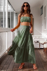 Ženski komplet suknja i top 6394 tamno zeleni