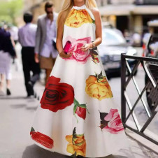Ženska MAXI haljina s cvjetovima 21470 bijela