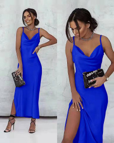 Ženska satenska haljina 6407 plava